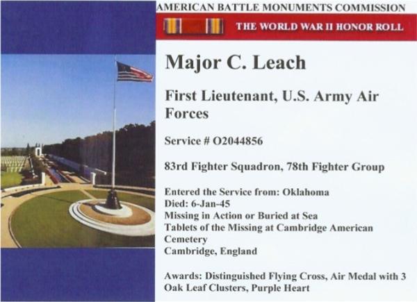 MACR for Lt Major C Leach
